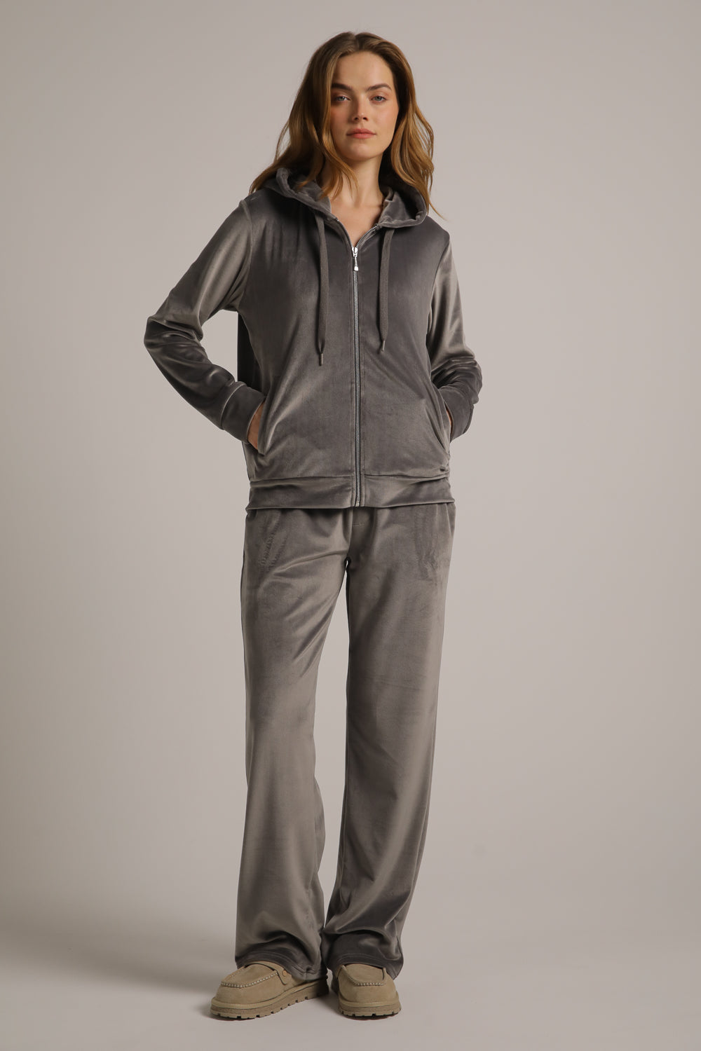 Velvet Zipped Hoodie