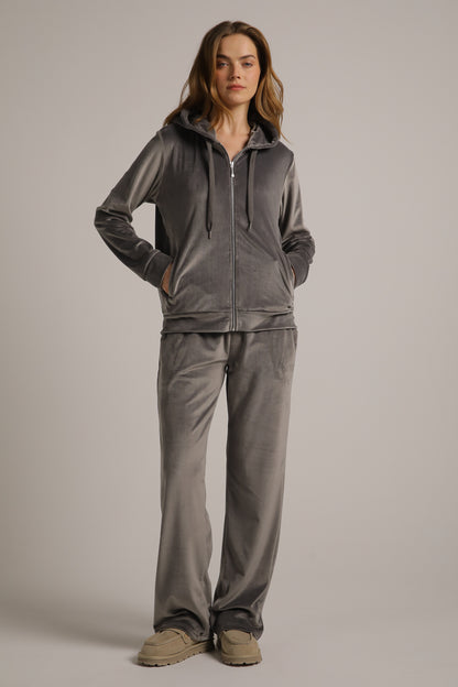 Velvet Zipped Hoodie