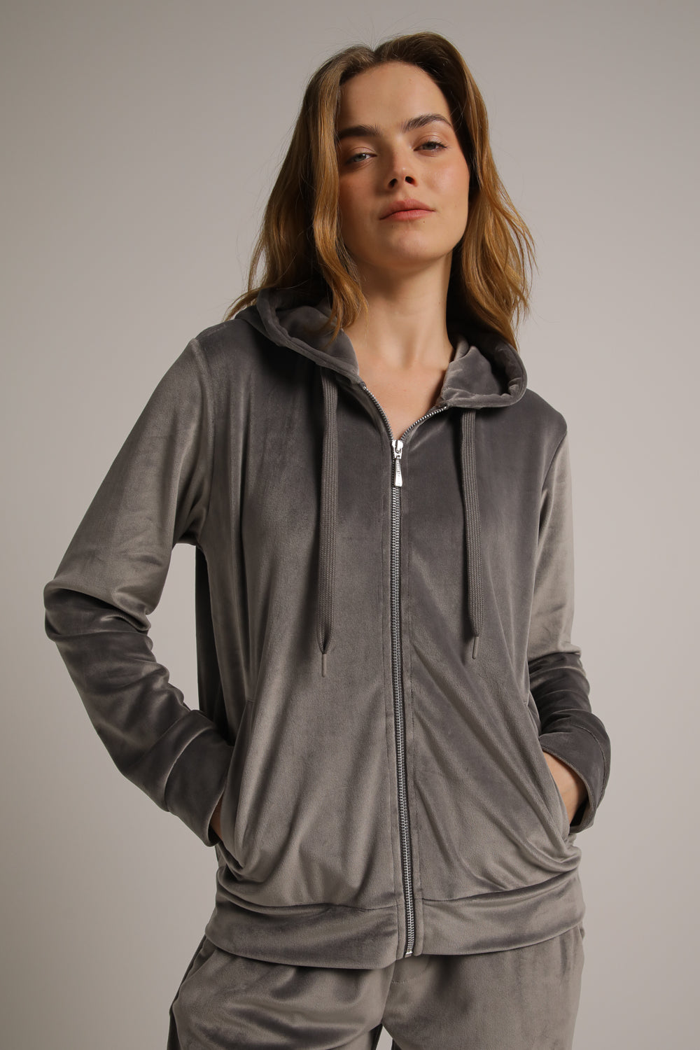 Velvet Zipped Hoodie