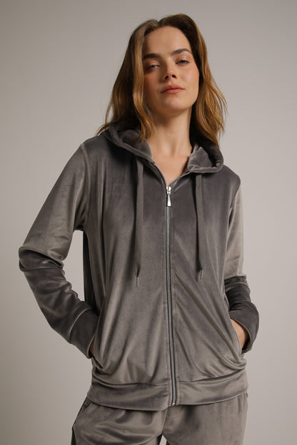 Velvet Zipped Hoodie