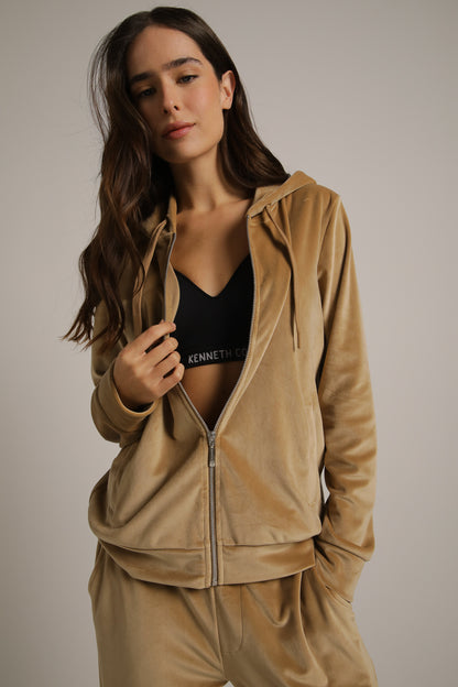 Velvet Zipped Hoodie