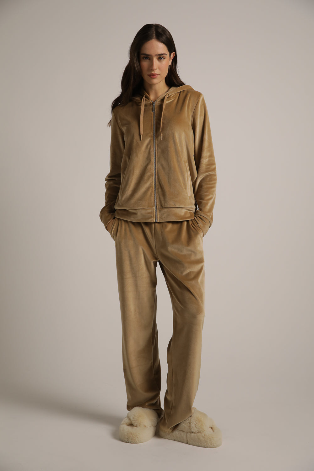 Velvet Zipped Hoodie