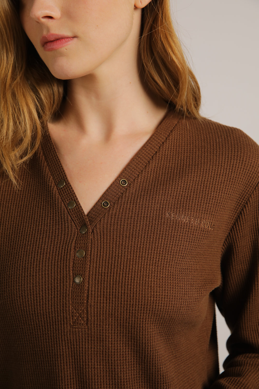 Waffle Henley Long T-Shirt