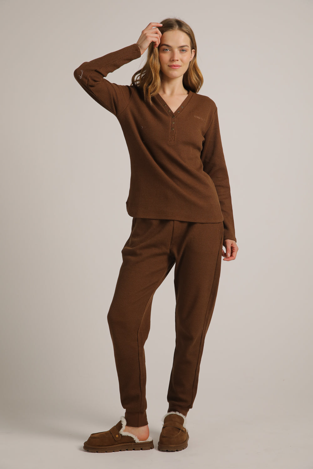 Waffle Henley Long T-Shirt