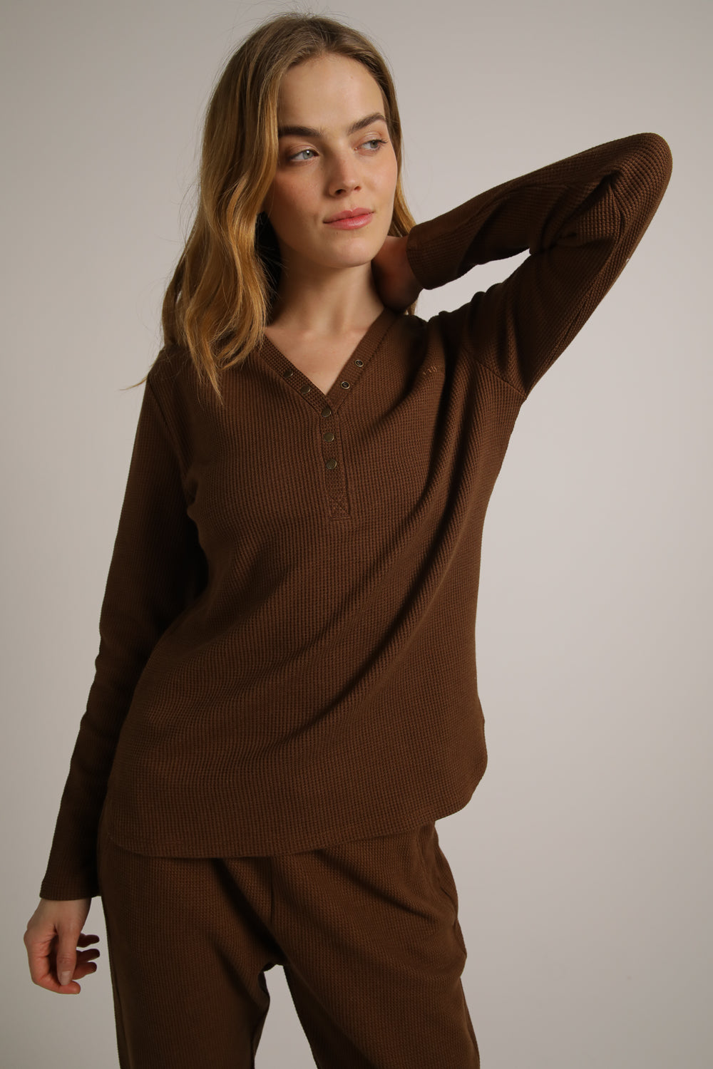 Waffle Henley Long T-Shirt