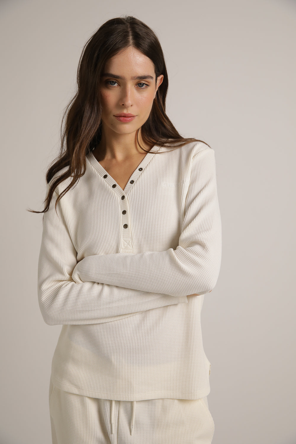 Waffle Henley Long T-Shirt