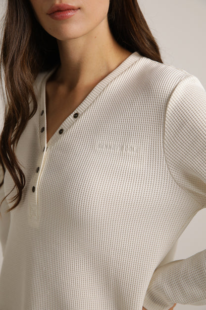 Waffle Henley Long T-Shirt