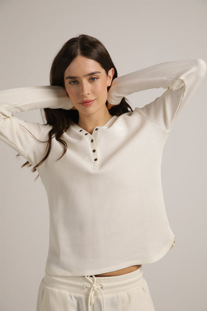 Waffle Henley Long T-Shirt