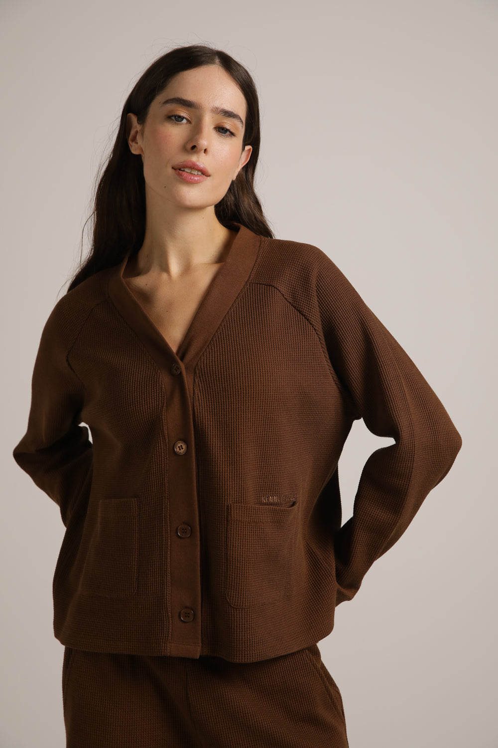 Waffle Boxy Cardigan