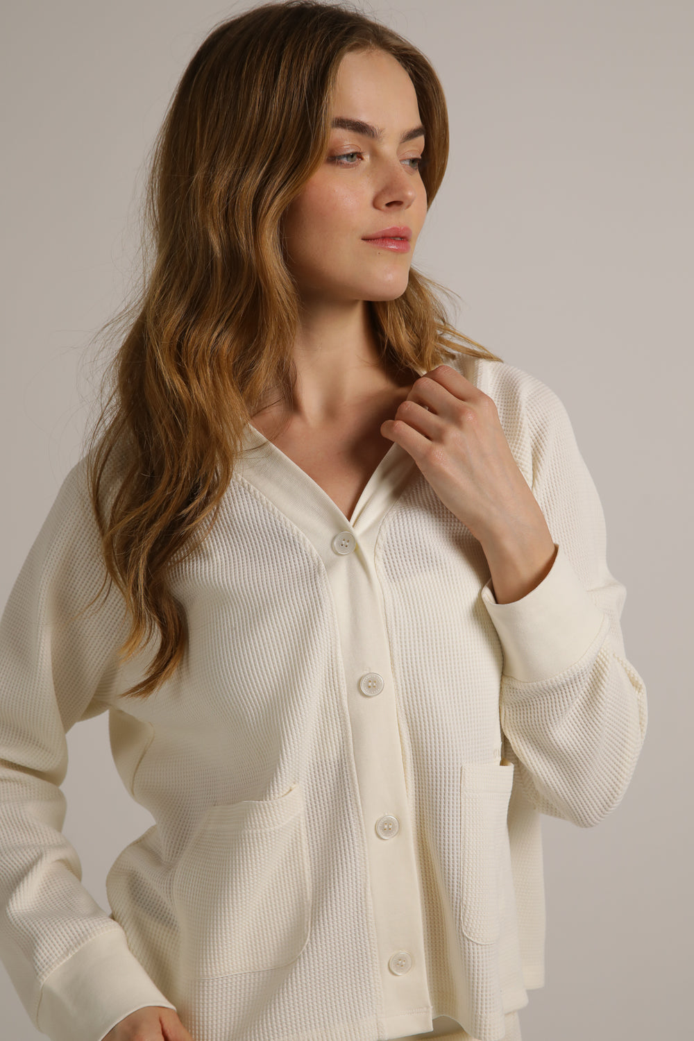 Waffle Boxy Cardigan