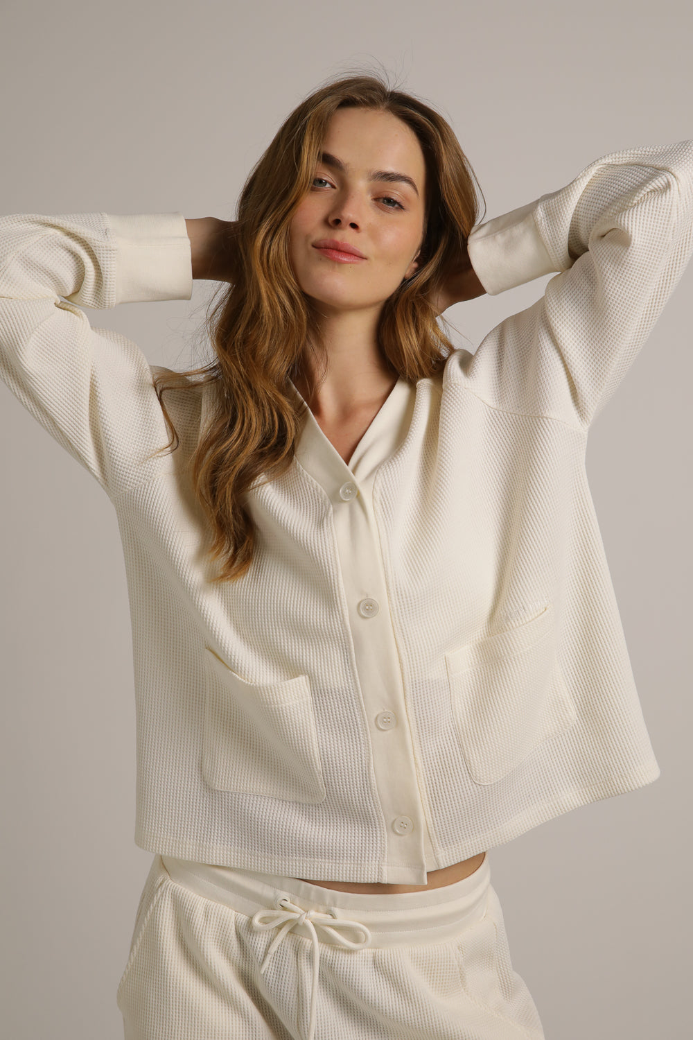 Waffle Boxy Cardigan