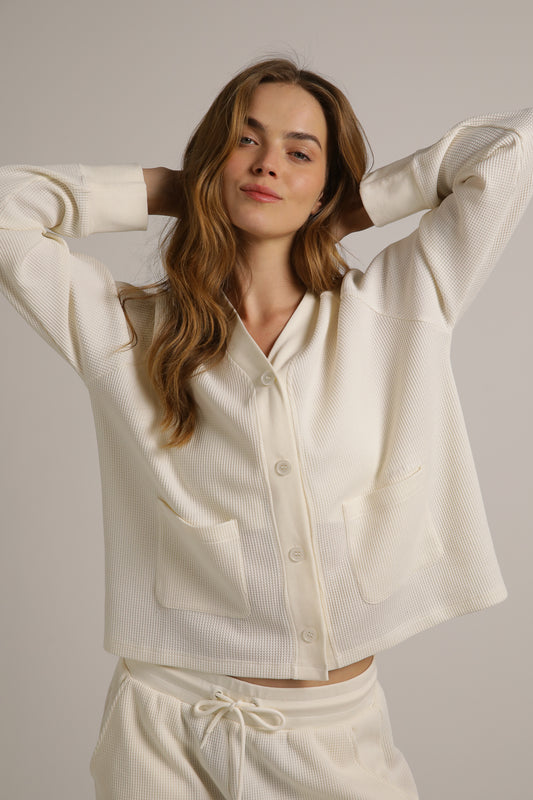 Waffle Boxy Cardigan