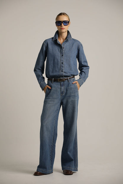 Relaxed Denim Shirt In Cotton