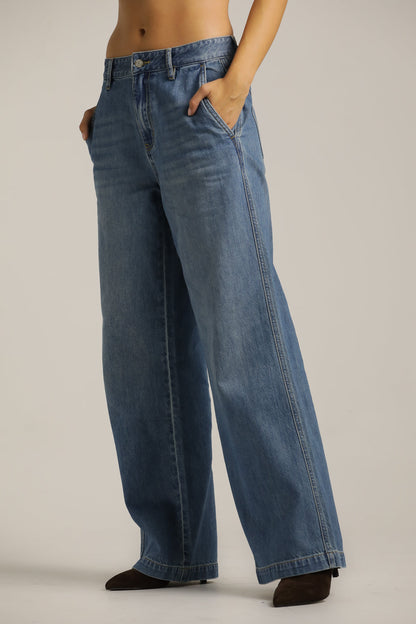 Wide Leg Jeans In Cotton