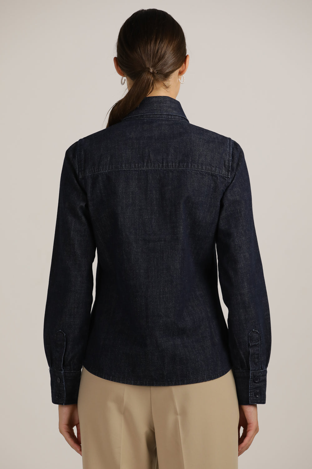 Buttoned Denim Shirt With Tie-Front