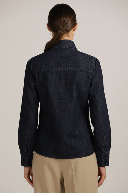 Buttoned Denim Shirt With Tie-Front