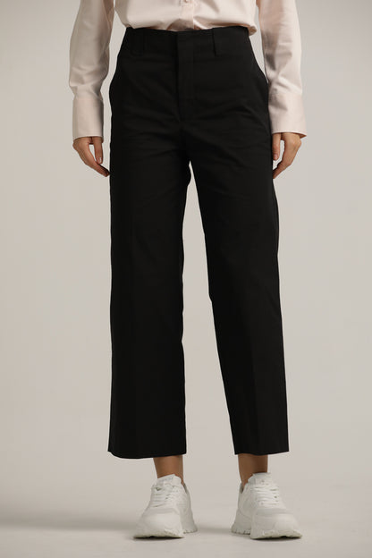 Classic Straight Pants With Hem
