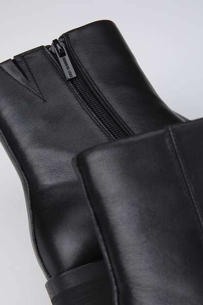 Leather Square Toe Ankle Boots