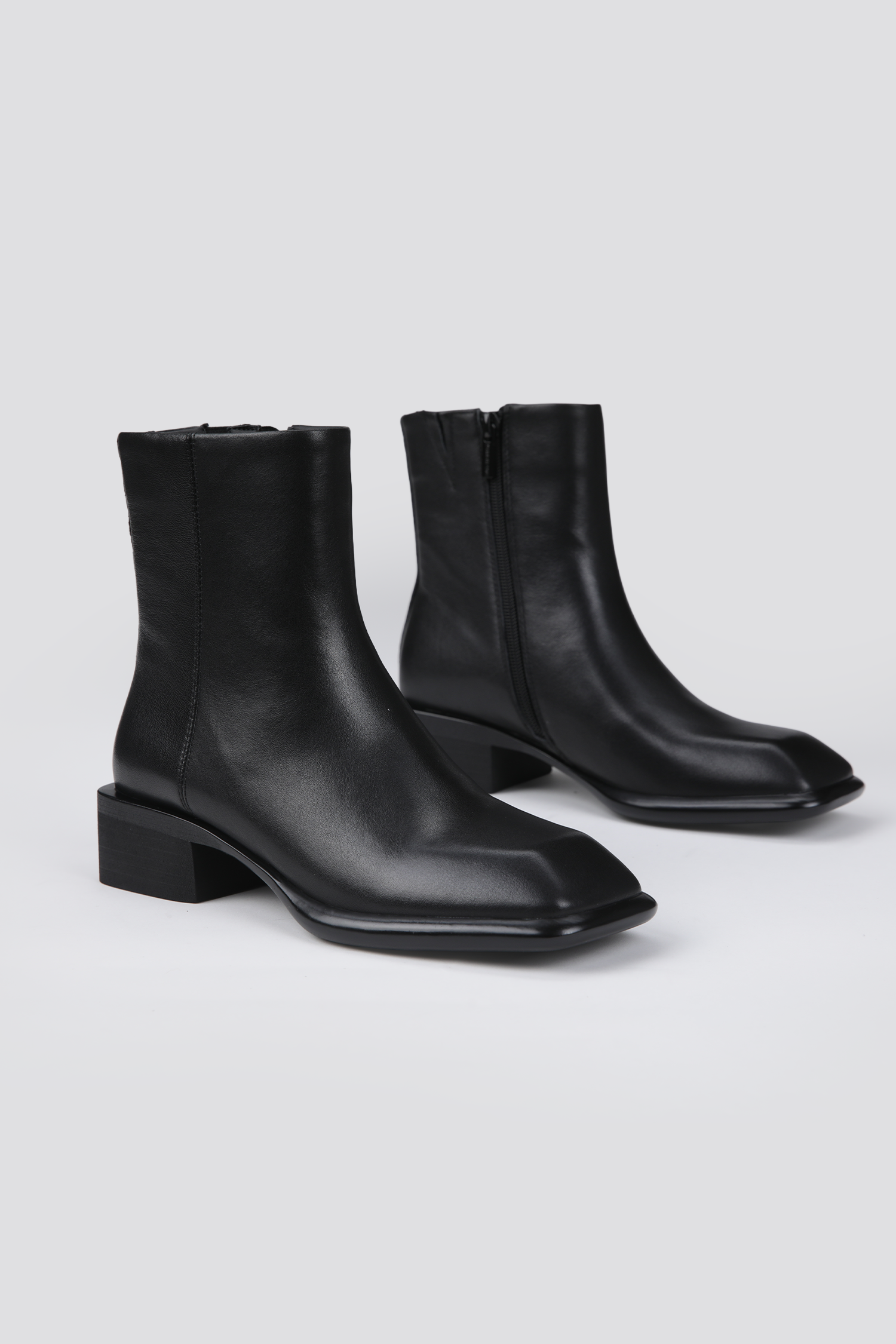 Leather Square Toe Ankle Boots