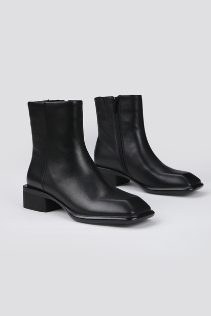Leather Square Toe Ankle Boots