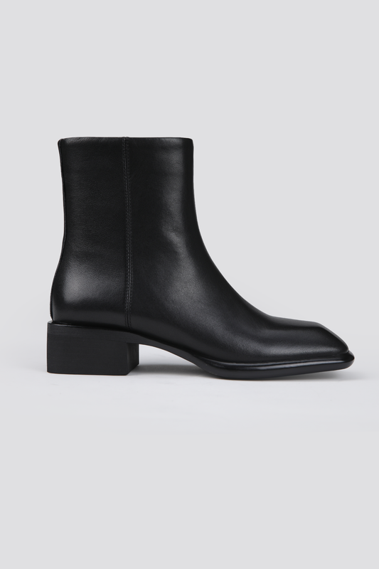 Leather Square Toe Ankle Boots
