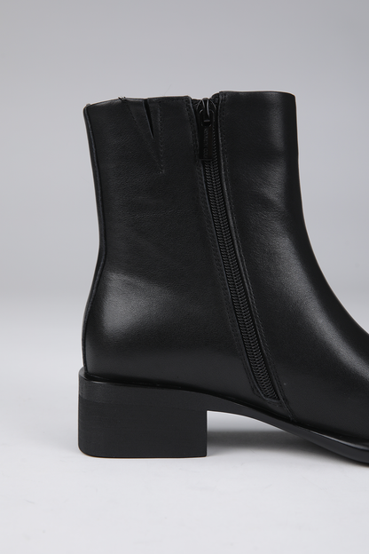 Leather Square Toe Ankle Boots