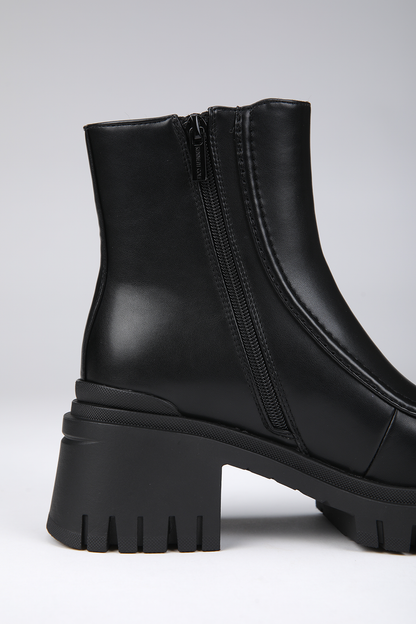 Leather Ankle Boots, Chunky Sole.