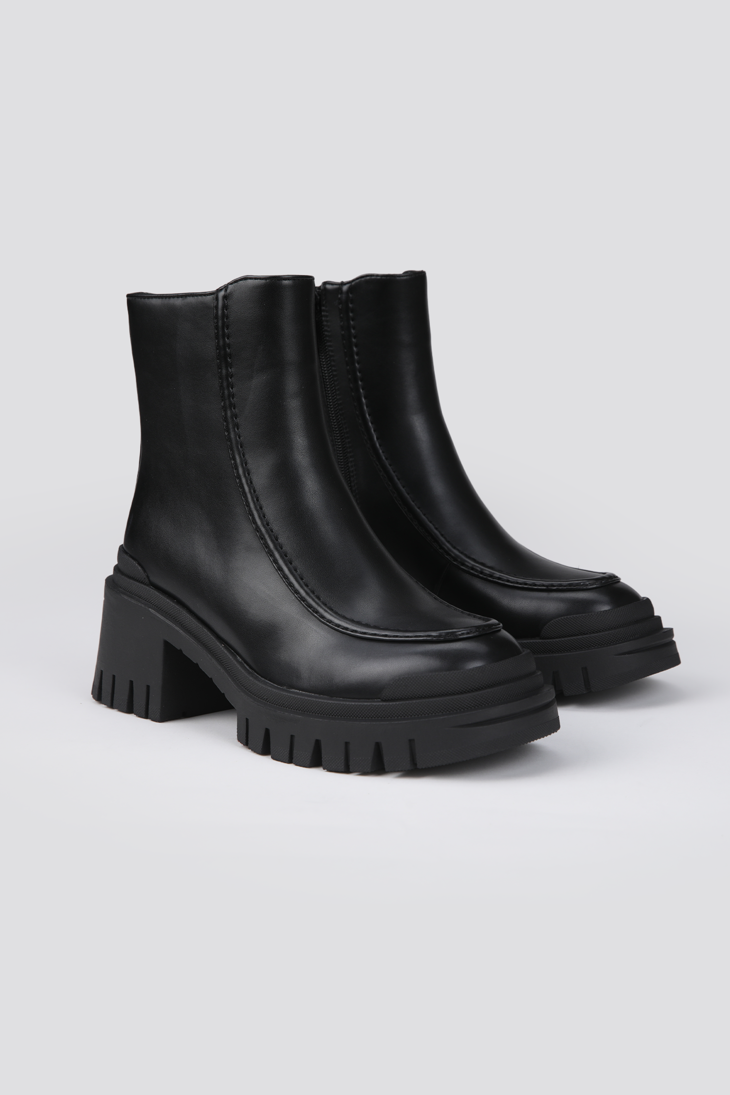 Leather Ankle Boots, Chunky Sole.