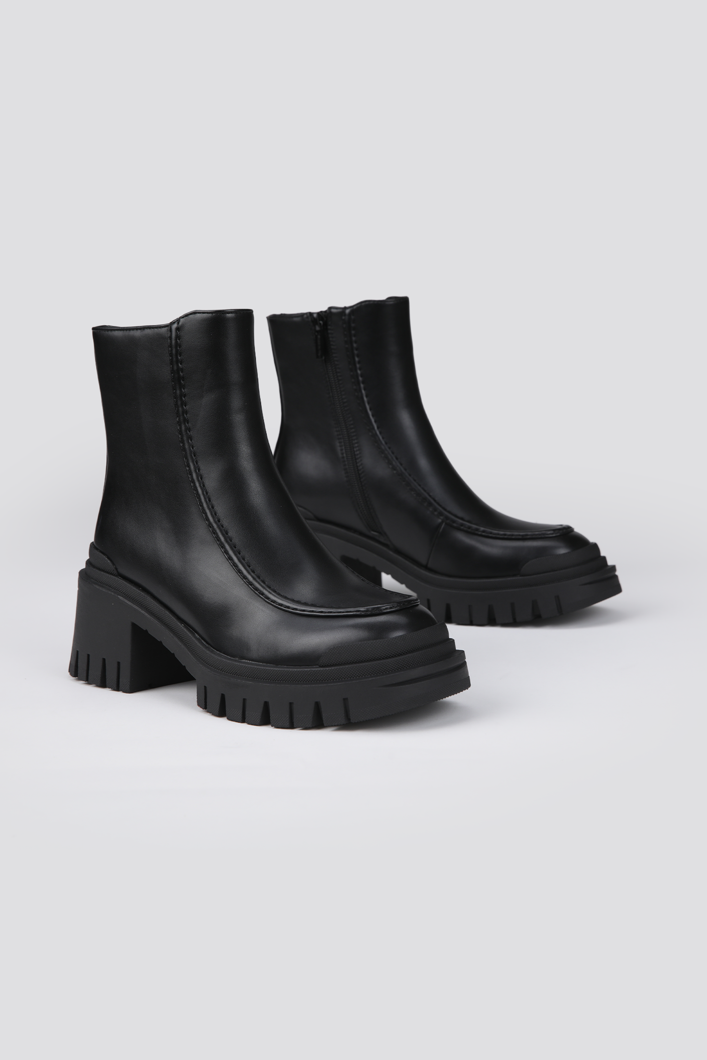 Leather Ankle Boots, Chunky Sole.