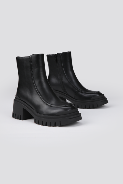 Leather Ankle Boots, Chunky Sole.