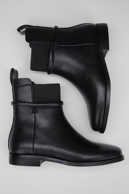 Ankle Boots, Faux Leather Upper, Rubber Sole.