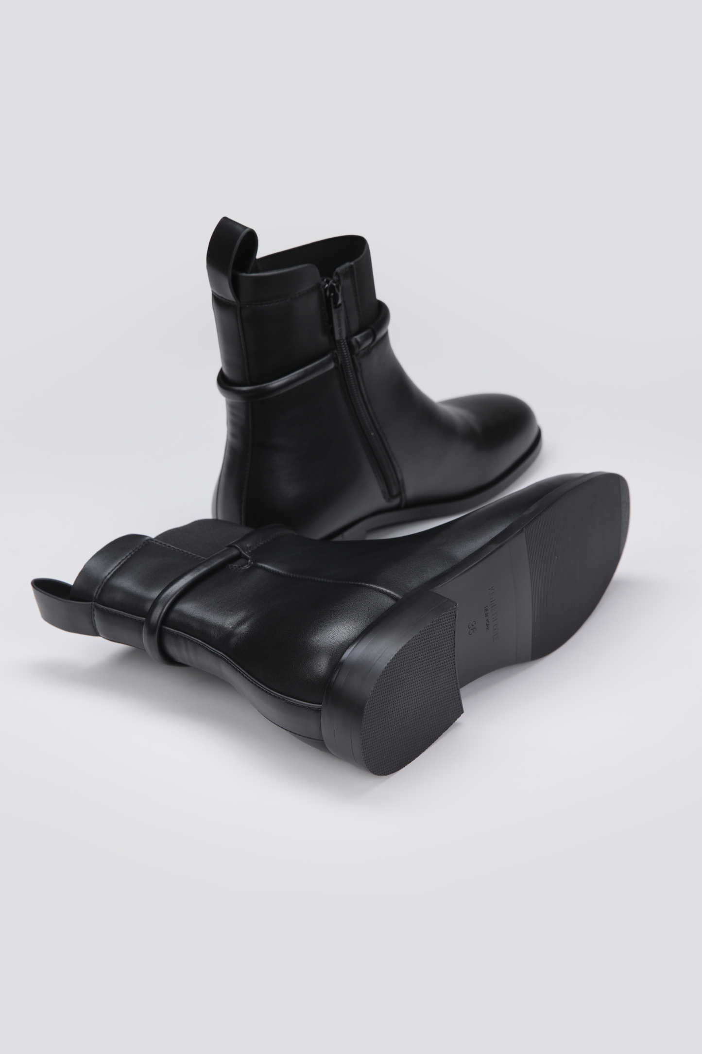 Ankle Boots, Faux Leather Upper, Rubber Sole.