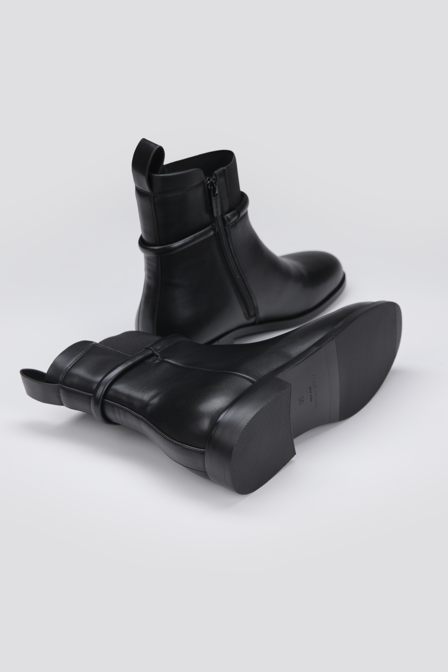 Ankle Boots, Faux Leather Upper, Rubber Sole.