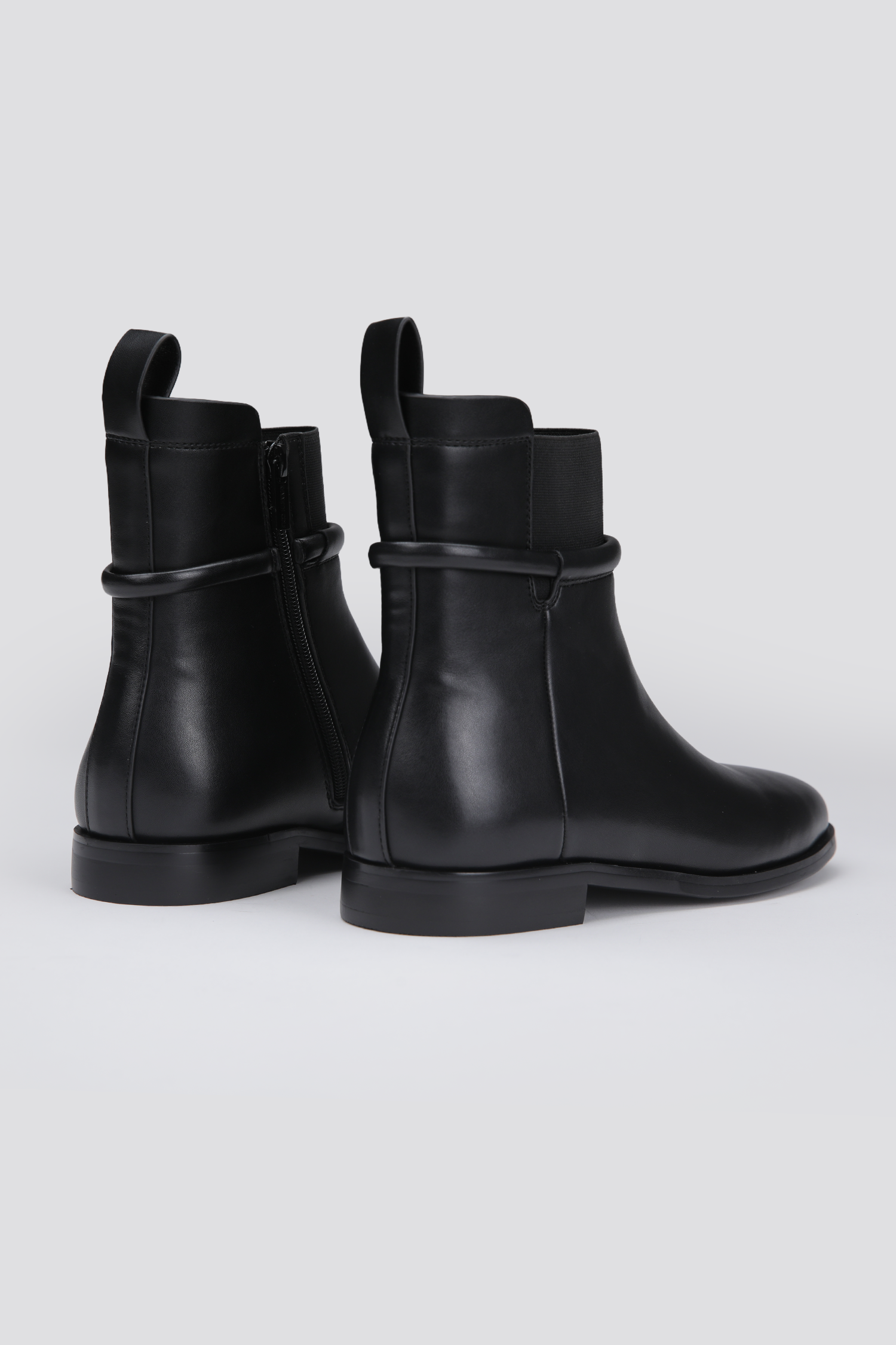 Ankle Boots, Faux Leather Upper, Rubber Sole.