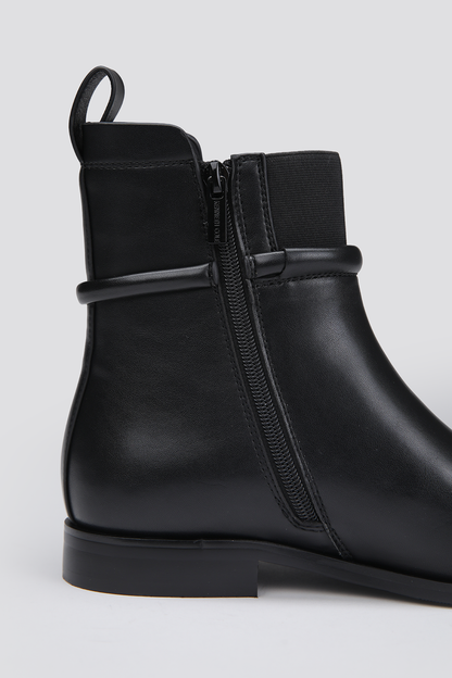 Ankle Boots, Faux Leather Upper, Rubber Sole.