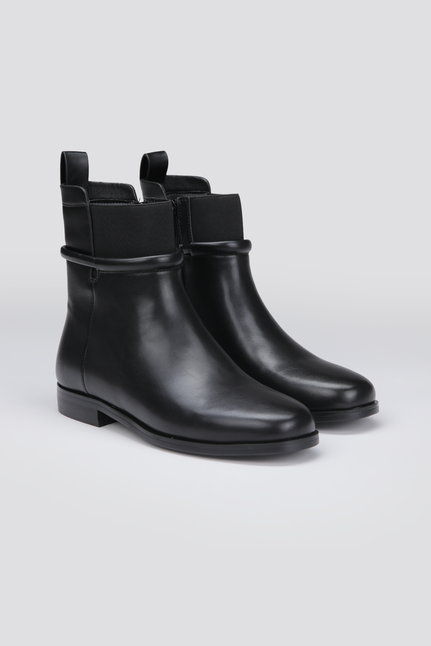 Ankle Boots, Faux Leather Upper, Rubber Sole.
