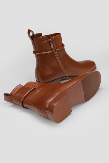 Ankle Boots, Faux Leather Upper, Rubber Sole.