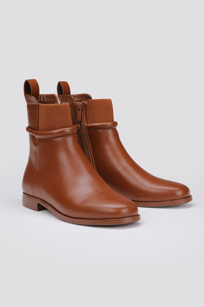Ankle Boots, Faux Leather Upper, Rubber Sole.
