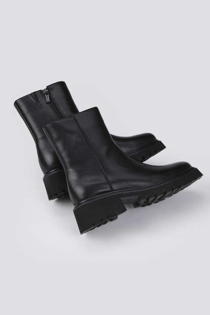 Lug Sole Leather Ankle Boots
