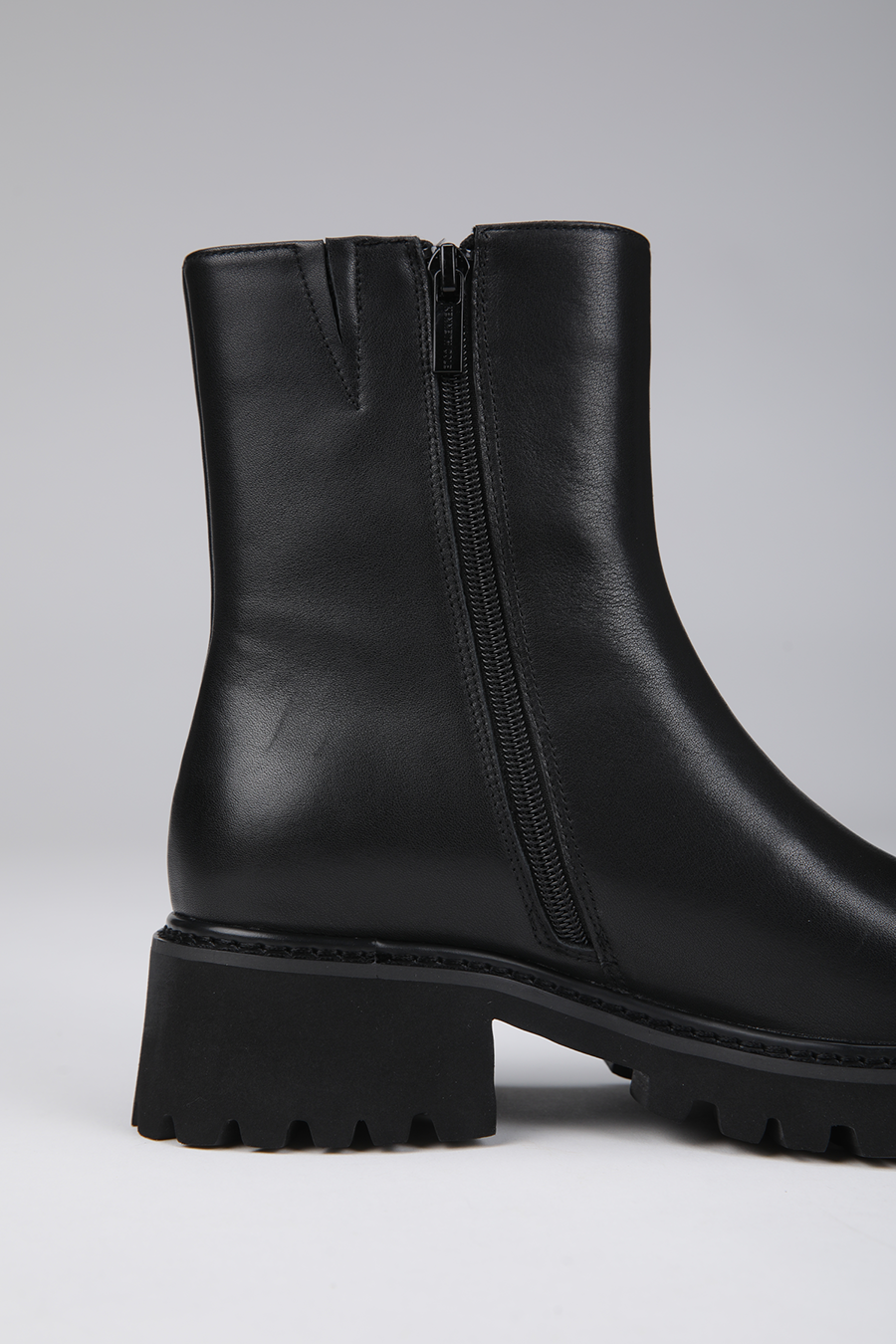 Lug Sole Leather Ankle Boots