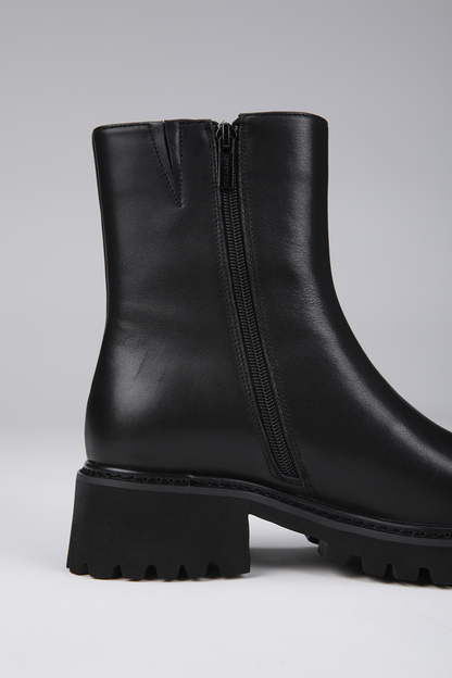 Lug Sole Leather Ankle Boots