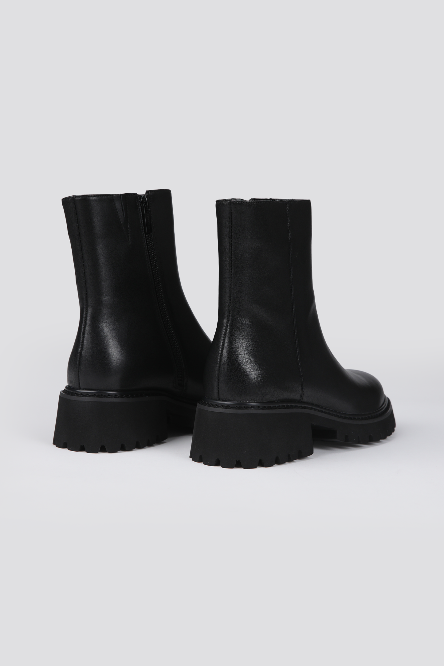 Lug Sole Leather Ankle Boots