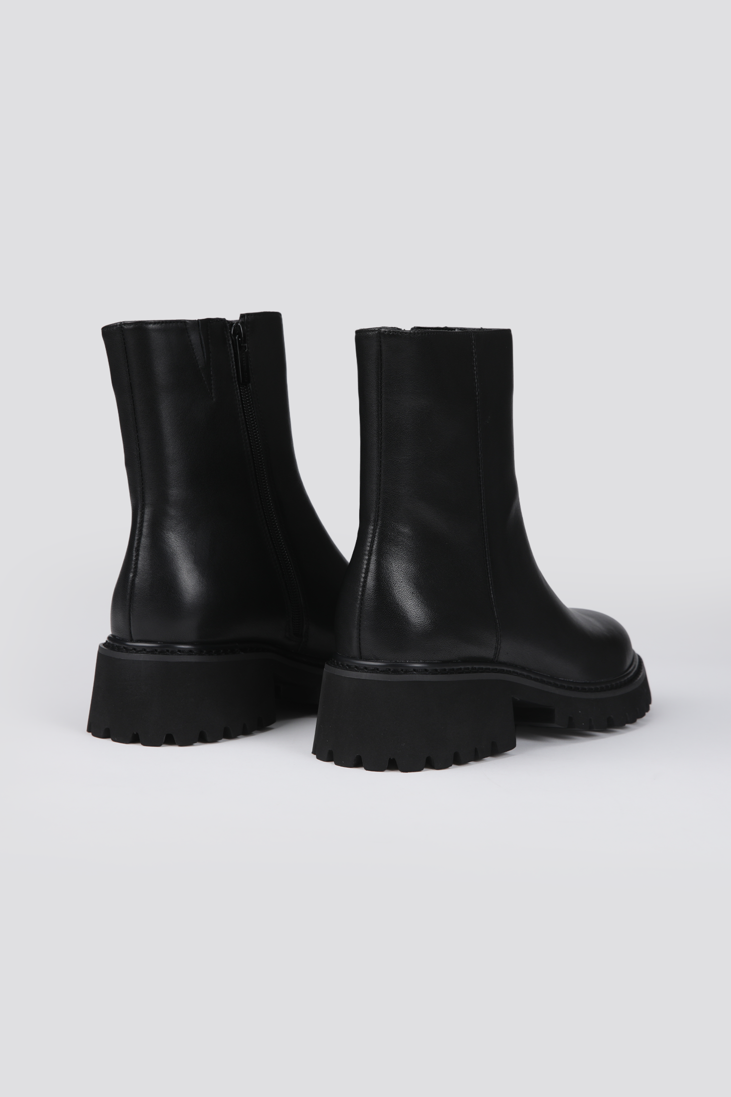 Lug Sole Leather Ankle Boots