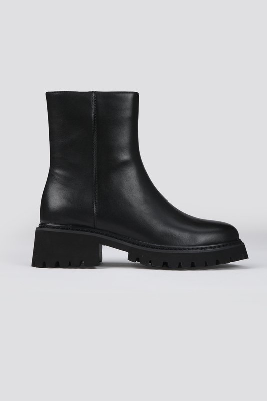 Lug Sole Leather Ankle Boots