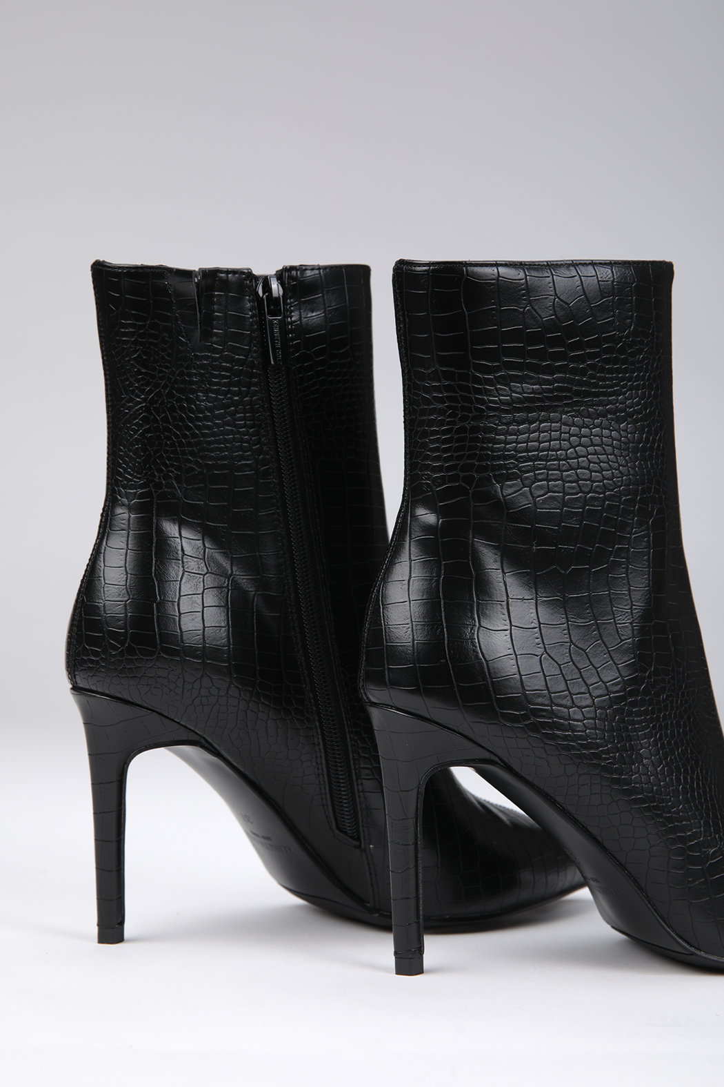 Crocodile-Pattern Heeled Ankle Boots