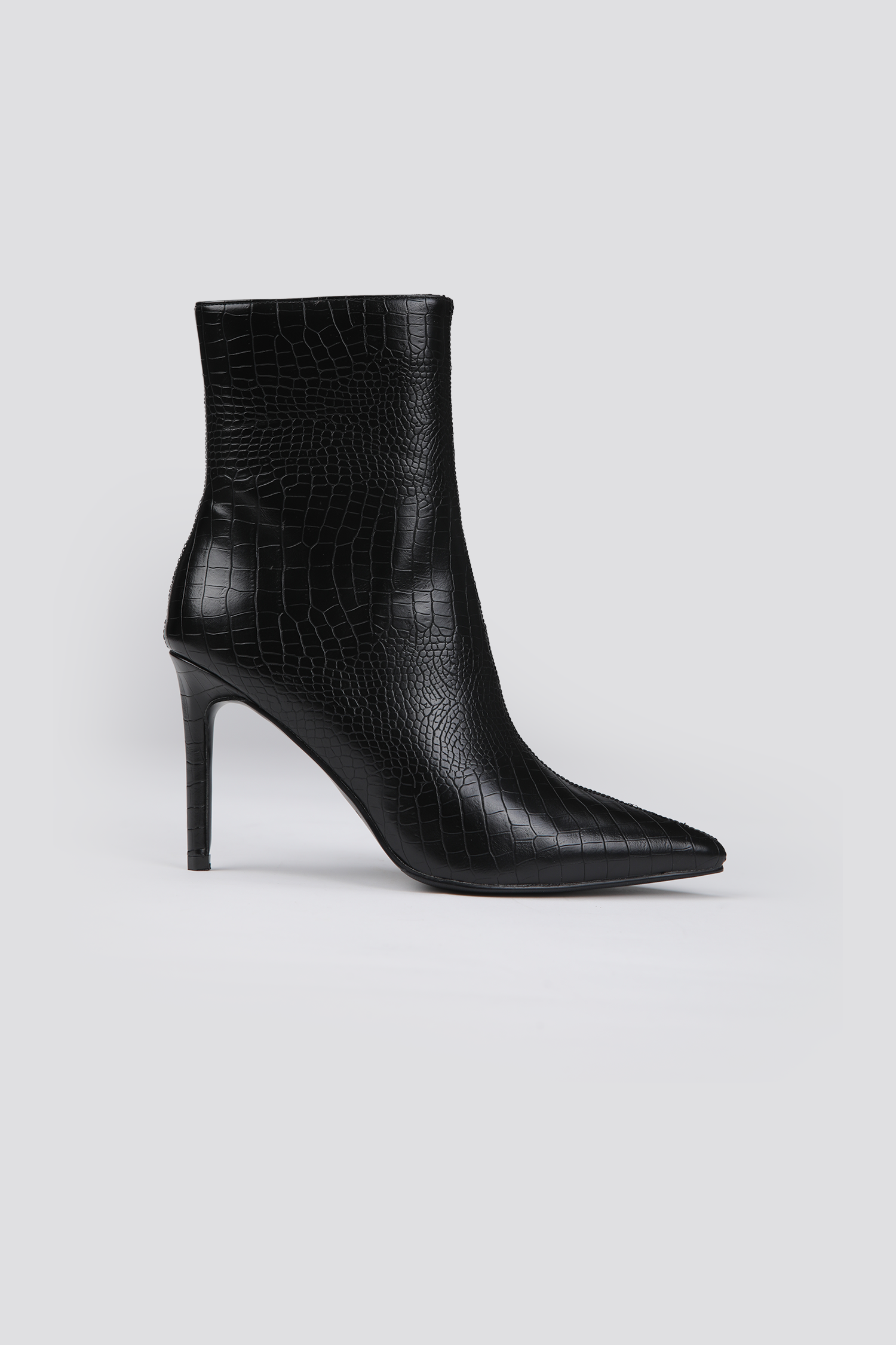 Crocodile-Pattern Heeled Ankle Boots