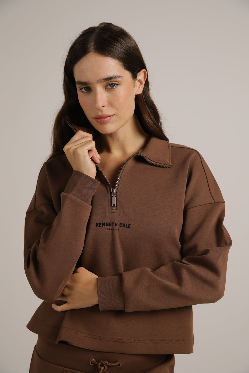 Interlock Cropped Half-Zipped