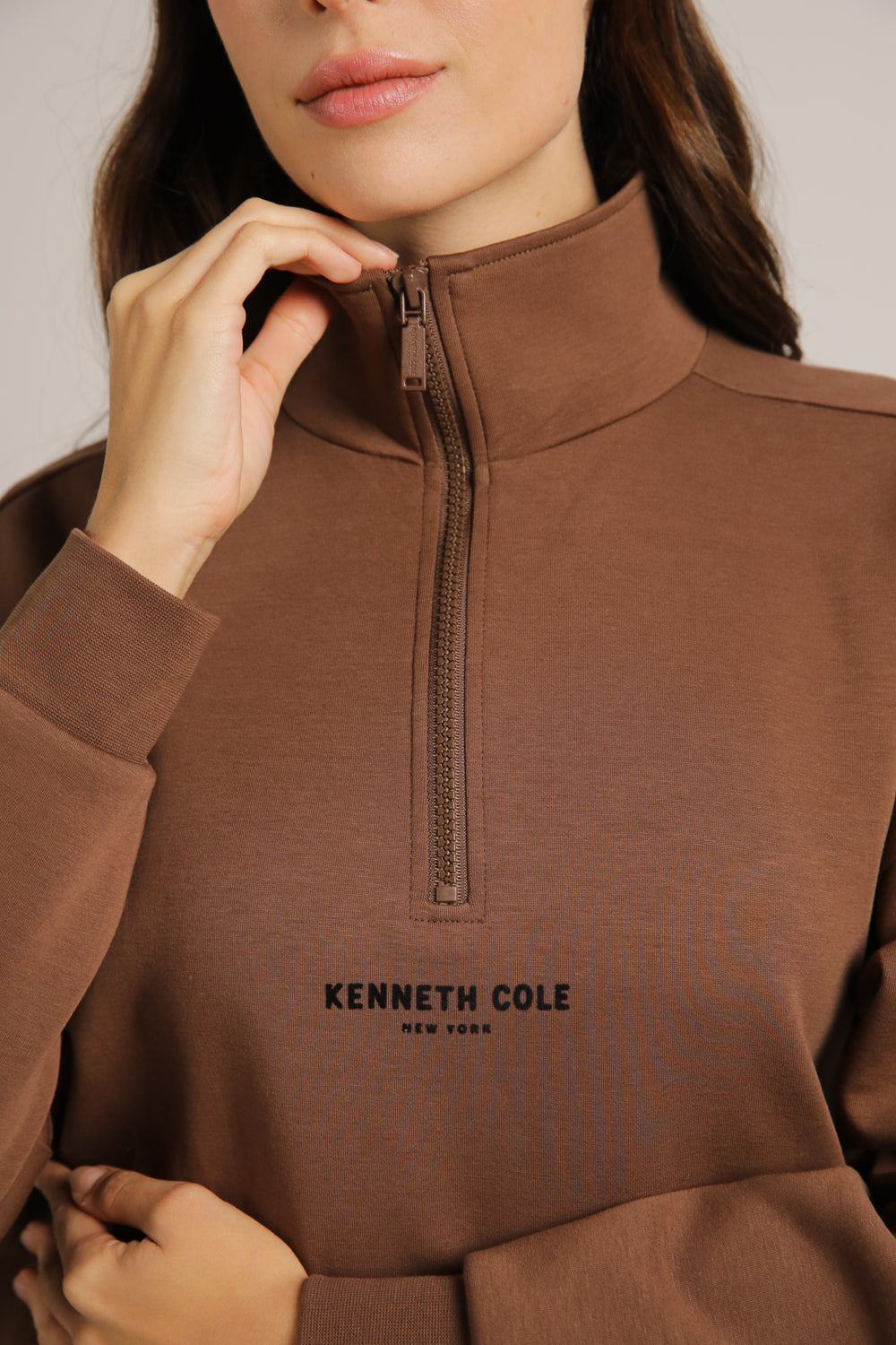 Interlock Cropped Half-Zipped