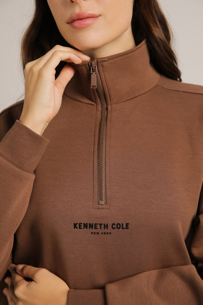 Interlock Cropped Half-Zipped