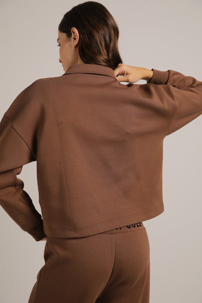 Interlock Cropped Half-Zipped
